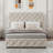 Bed Frame With 4 Storage Drawers, Linen Upholstered Platform Bed Frame With Headboard And Footboard-595089391-595089386
