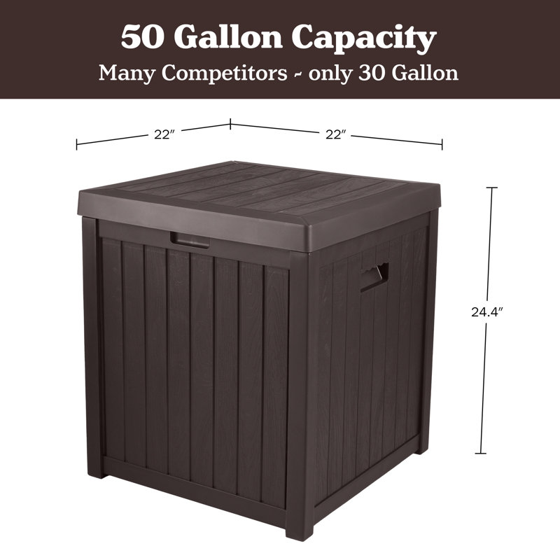 Outdoor Storage Box - 50 Gallon Deck Box for Pool Accessories or Patio Furniture Cushions - Deck Boxes Outdoor Waterproof Fade-Resistant by Pure Garden
