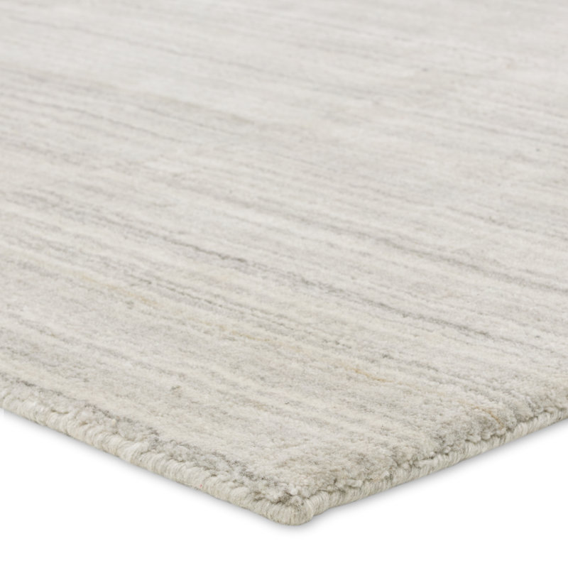 Tapis gris uni et taupe clair fait à la main Gurdip BI29 (6 pi x 9 pi)