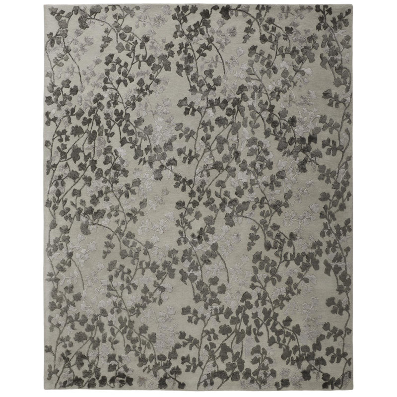 Floral Handmade Tufted Gray Area Rug