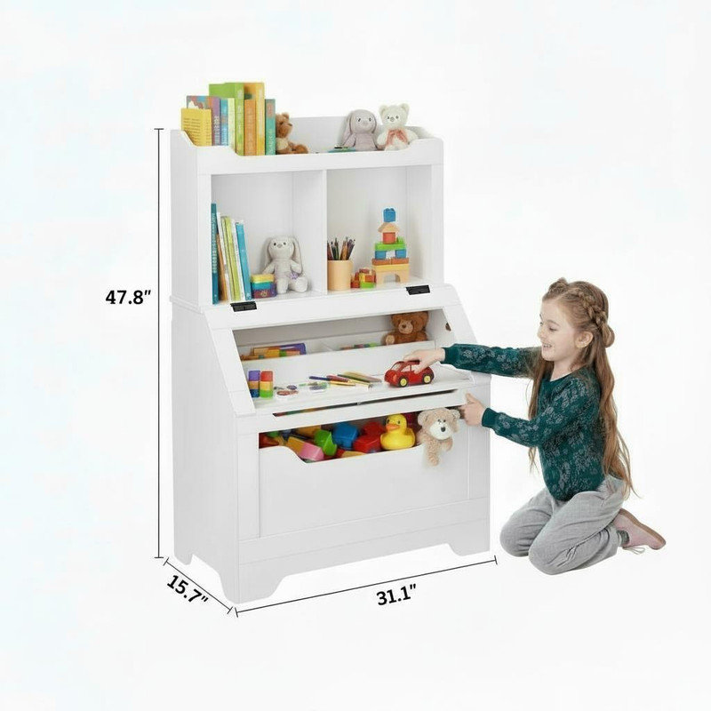 121.4cm H x 79cm W Toy Storage Bookcase, White