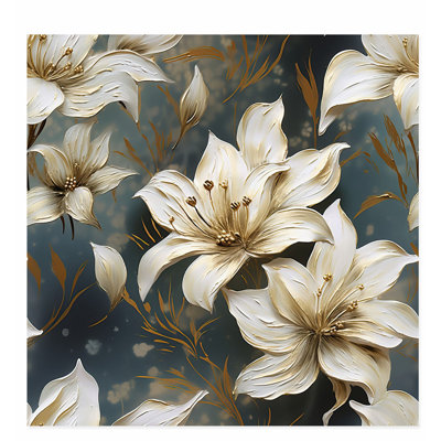 «Floral Golden Flowers II», reproduction d'art moderne sans cadre