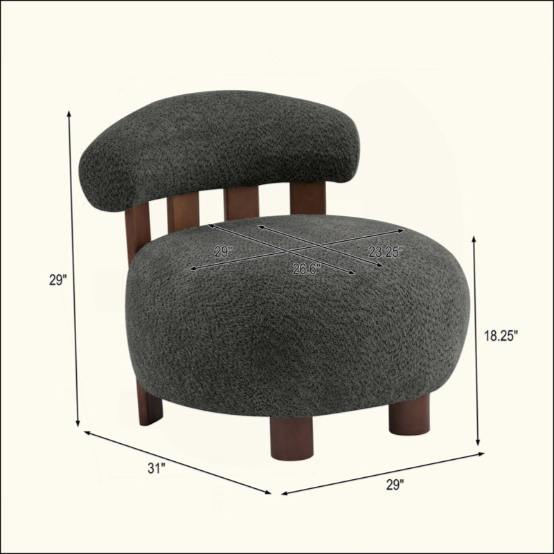 Chaise d'appoint moderne en tissu avec dossier incurvé et confort moelleux, pour une détente élégante, Gris foncé