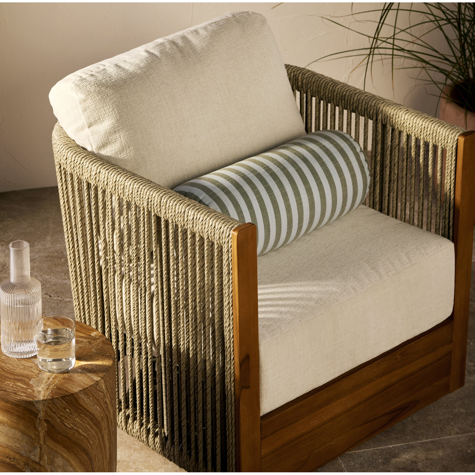 Aniston Sunbrella® Swivel Patio Lounge Chair, Ivory