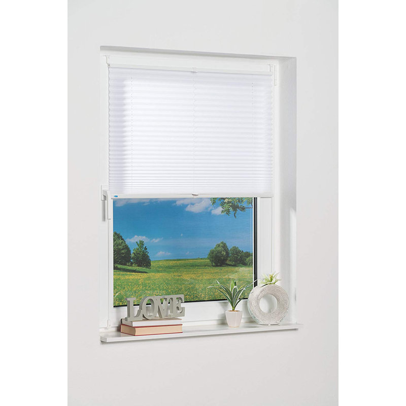 Cordless Semi Sheer Pleated shade, 95 W x 130 L cm, White