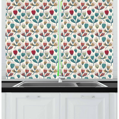 Floral Tailored Kitchen Curtain