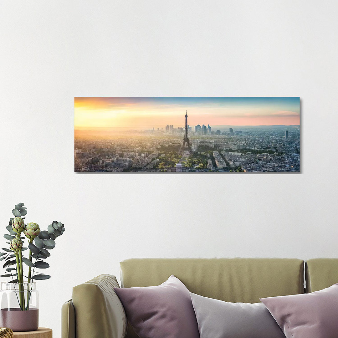 Paris Skyline Panorama With Eiffel Tower by Jan Becke - Wrapped Canvas Panoramic Gallery-Wrapped Canvas GiclÃ©e