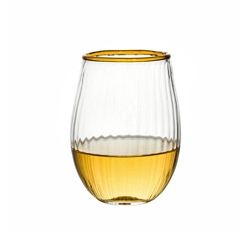 Nell Stemless Wine Glass, Clear/Daffodil