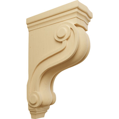3 7/8"W x 8"D x 13"H Boston Traditional Scroll Corbel, Alder (4-Pack)
