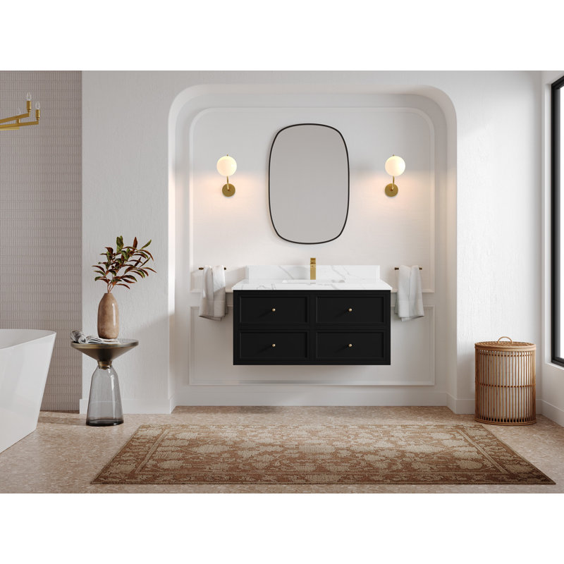 Meuble-lavabo simple 42 po Roswell, Calacatta Laza