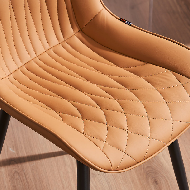 Modern Dining Chairs Faux Leather Upholstered Kitchen Chairs Side Chair With Metal Legs, Tan