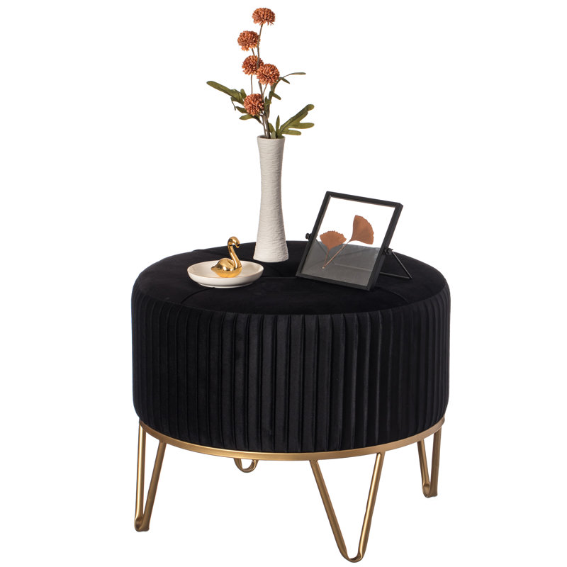 Olando Velvet Ottoman, Black Revolution Performance Fabrics