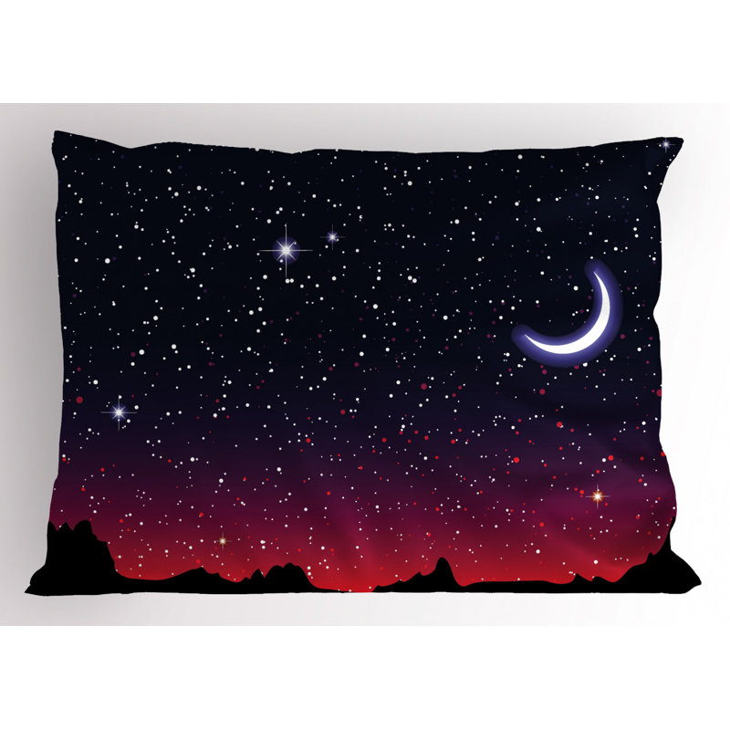 Magenta Indigo Starry Night Polyester Standard Pillow Sham