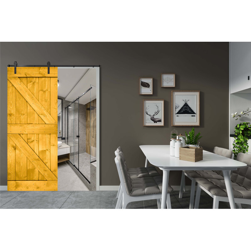 Porte de grange peinte 84 po 84 po, Jaune citron, 20 po x 84 po