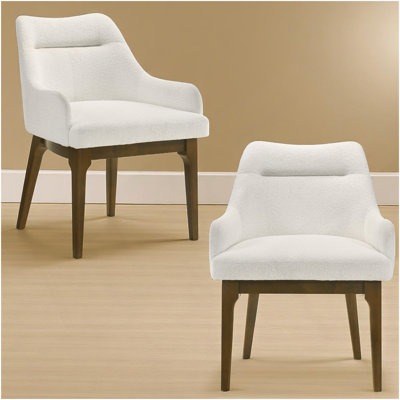 Ensemble de 2 chaises d'appoint en chenille et chêne vintage Kasha