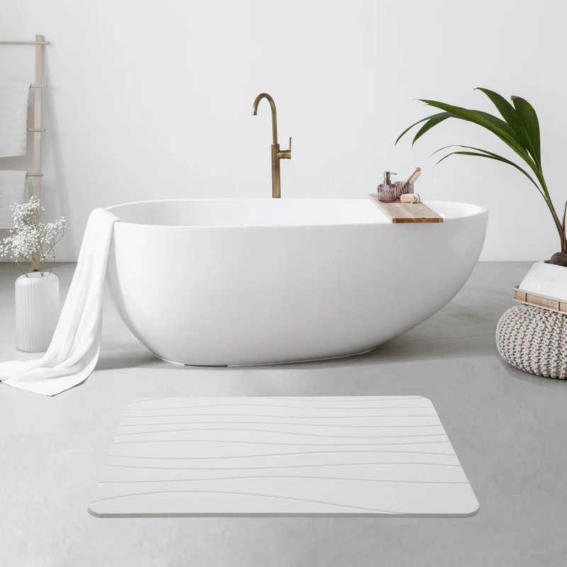 Stone Bath Mat Diatomaceous Earth Shower Mat Non-Slip Super Absorbent Diatomite Stone Mats for Bathroom Floor Quick-Drying Easy to Clean