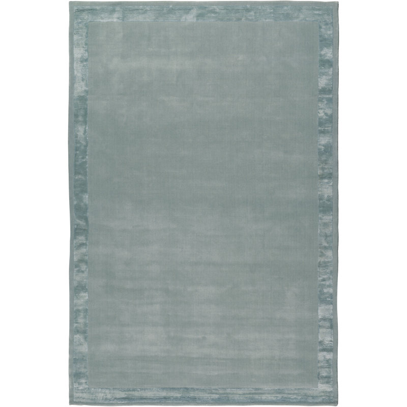 Farrow & Ball Lots Blue Silk Border Area Rug, Rectangle 9' x 12'