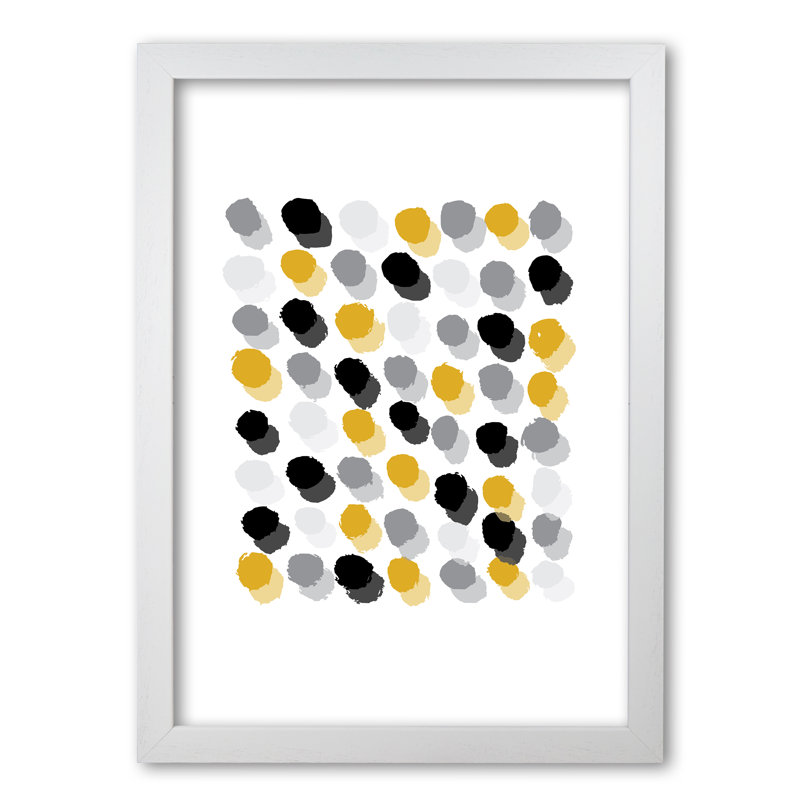 Mustard Polka Dots Abstract - Print, 60 cm H x 42 cm W x 5 cm D, White Grain Frame