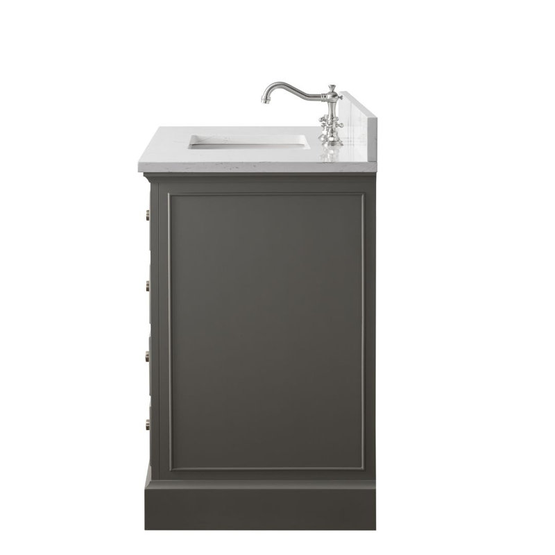Thompson 42" W Single Bathroom Vanity, Gray/Brushed Nickel