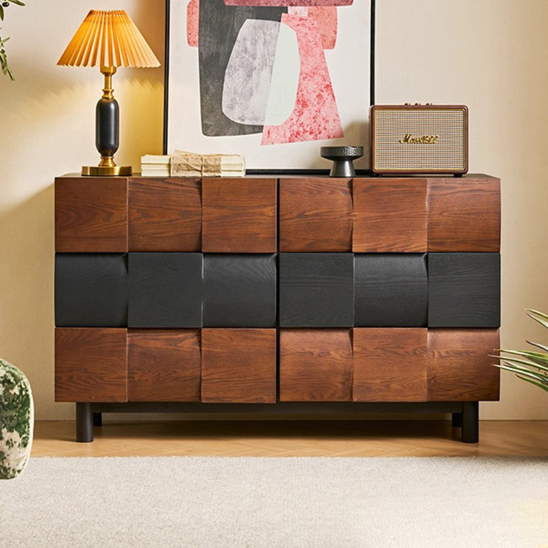 Buffet Abimelec de 47,2 po de largeur, Noir / brun