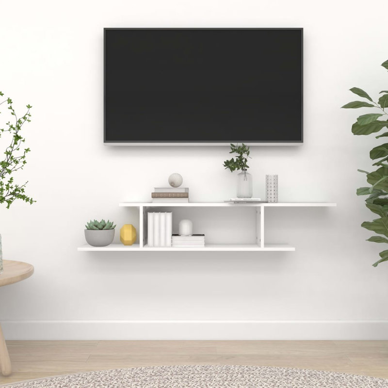 Aydeliz Unfinished Cube Shelf with Fireplace Included, White