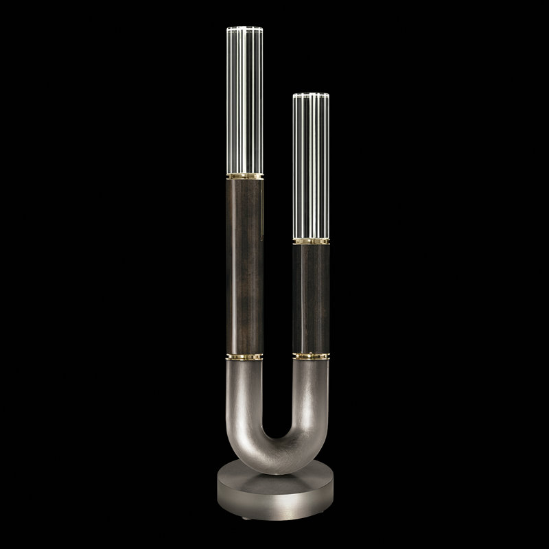 Antonia LED Table Lamp, Ombre Silver/Brass/Charcoal