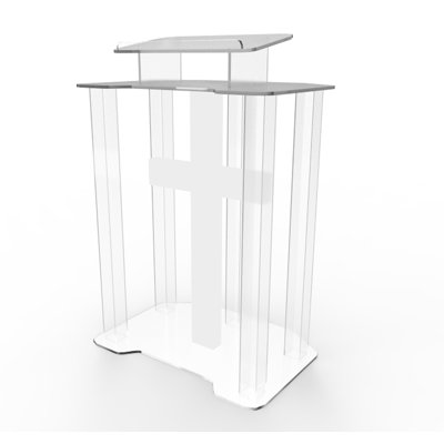 Fixturedisplays® Sssembled Acrylic/Lectern/Pulpit/Lucite/Plexiglass/Podium/Led Cross 11969-Assembled Podium