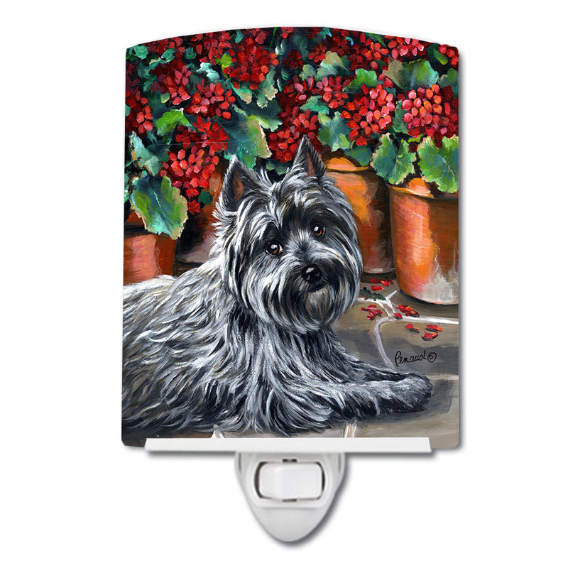 Veilleuse Westie, Cairn terrier géraniums