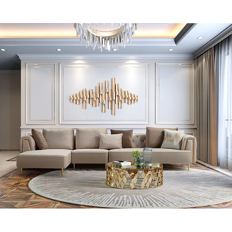 Stoltenberg Velvet L-Shaped Sectional, Left Hand Facing, Cream Velvet