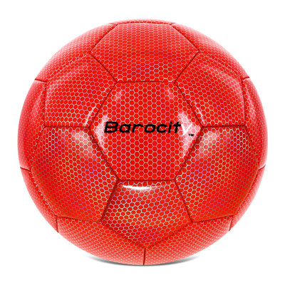 Ballon de soccer Barocity - ballon de match officiel pour garçons et filles de qualité supérieure avec motif hexagonal arc-en-ciel réfléchissant, durable, intérieur, extérieur, entraînement, pratique, temps de jeu et jeux - rouge iridescent taille