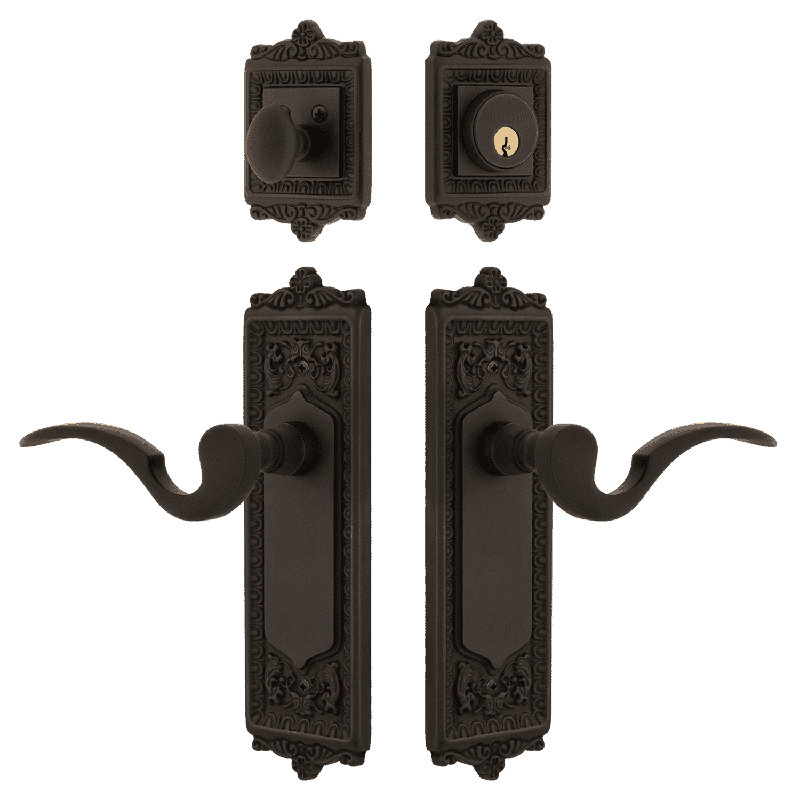 Nostalgic Warehouse Egg & Dart Entry Set with Manor Lever, 2.75, Oil-Rubbed Bronze
