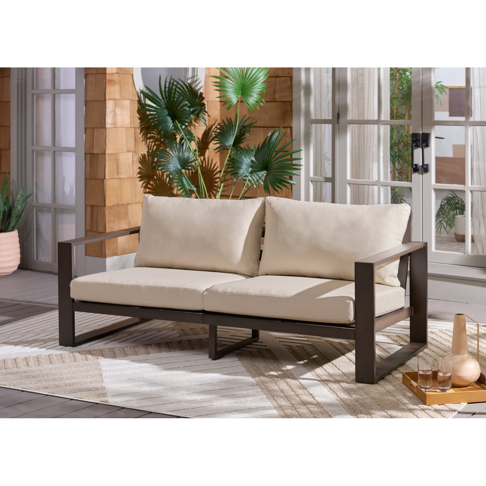 Dwyer Aluminum Outdoor Sofa, Brown