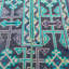 Tapis turc rétro tissé à la main avec un motif géométrique de style bohémien dans des tons verts