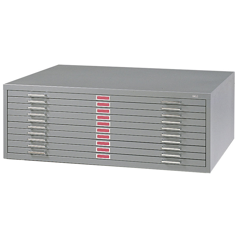 Gray Steel 10-Drawer Lockable Flat File Cabinet