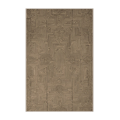 Machine Washable Art Deco Brown Area Rug