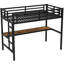 Lit mezzanine simple en métal noir avec bureau, bureau électrique et polyvalent à DEL - Maximiser l'utilité de la chambre à coucher