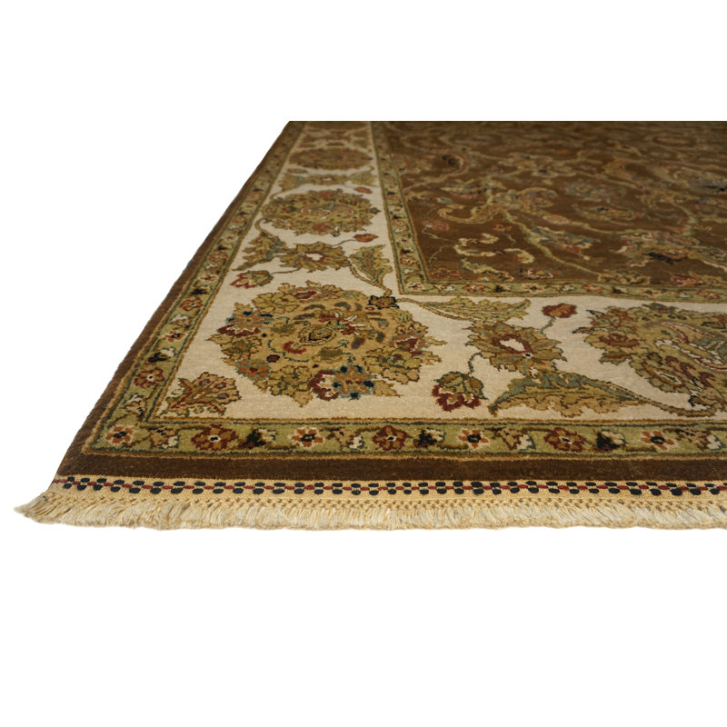 Tapis oriental en laine noué à la main moka / ivoire Passions