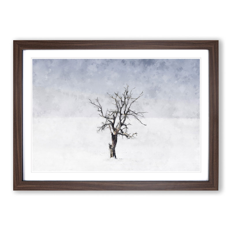 Winter Tree - Picture Frame Painting Print, Walnut Framed, 62cm H x 87cm W x 2cm D