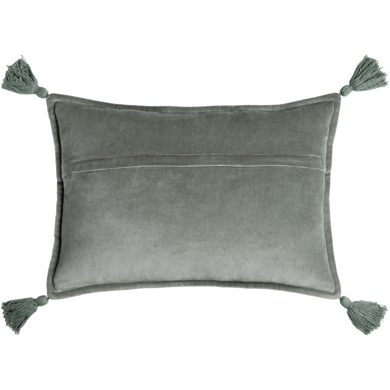 Norwin Tassels Cotton Throw Pillow, Down Fill, Sea Foam