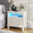 28" Solid Wood Nightstand With 2 - Drawer, Charging Station and Led Light-164197051