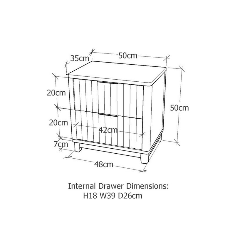 Devingo 50cm W Bedside Table, Black