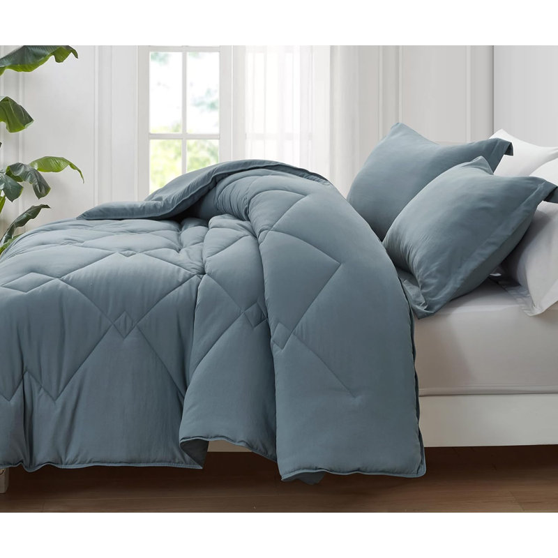 King Dusty Blue Reversible Microfiber Comforter Set