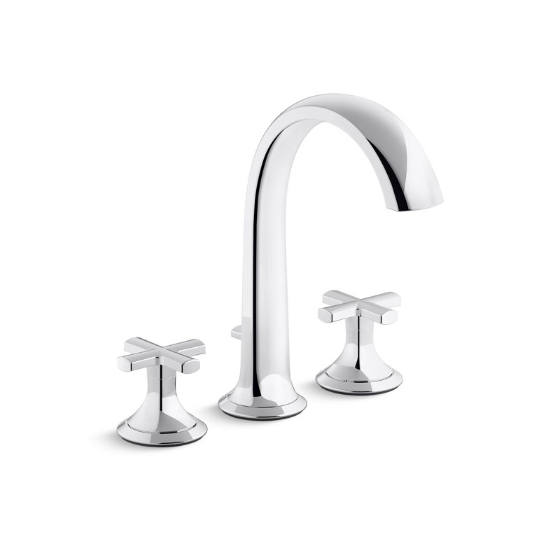 Script™ Deck-Mount Bath Faucet with Diverter, Polished Chrome, Cross Handle