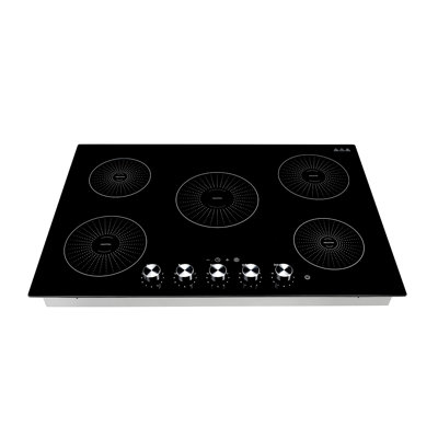 30-inch Built-in Electric Induction Cooktop with 5 Burners, 220V 9200W, Continuous Low-Power Heating, Ideal for Kitchens, 11 Adjustable Power Levels, Knob Controls, Ceramic Glass Surface, and Safety Child Lock