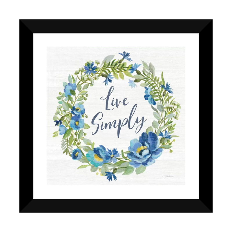 «Botanical Blue VI» par Silvia Vassileva - impression d'art graphique, H 24 po x l 24 po x P 1 po, Papier encadré noir, Blanc