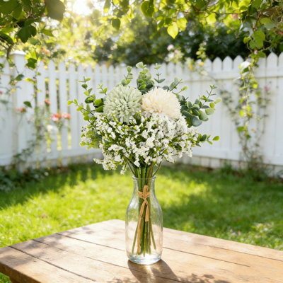 14,6 po Simulé à la main Fleur de faux Hortensia Bouquet de fleurs en soie tenant une décoration de table de salle de mariage, A3