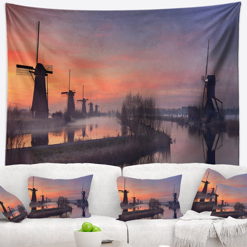 Tapisserie de polyester à vent au mélange de soleil avec accessoires suspendus inclus, H 32 po x l 39 po