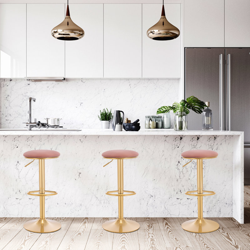 Pannell Swivel Upholstered Counter Stool, Pink