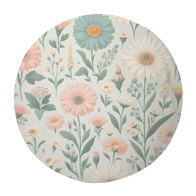 Tapis tressé Petal Paradise, Rond 5 pi