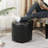 18" Round Faux Leather Storage Ottoman With Tufted Cushion-115758388